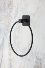 BUFFER® Kendiliğinden Yapışkanlı Siyah Paslanmaz Metal Yuvarlak Havluluk - Görsel 8