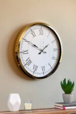 İhtişamlı Gold 52 Cm Metal Roma Rakamlı Lüks Duvar Saati - Görsel 3