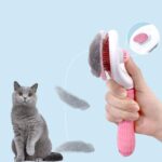 BUFFER® Kedi Köpek Tüy Toplayıcı Kendini Temizleyebilen Ergonomik Saplı Evcil Hayvan Tarağı Pembe - Görsel 4