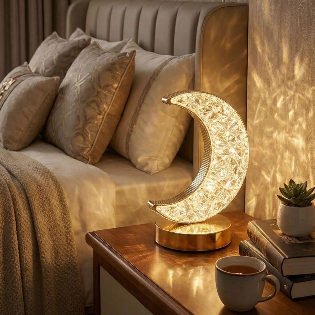 BUFFER® Hilal AY Model Kristal LED Masa Lambası – Dokunmatik