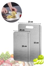BUFFER® 2 Boy Paslanmaz Çelik Leke Tutmaz,Kırılmaz,Antibakteriyel,Elde ve Bulaşık Makinesinde Yıkanabilen Meyve,Sebze,Et,Tavuk Kesim Panosu - Görsel 8