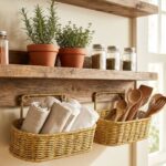BUFFER® 2’li Duvar Askılı Plastik Rattan Organizer – Oval Hasır Görünümlü Mutfak Raf Sepeti, Banyo ve Ev İçi Düzenleme Ünitesi - Görsel 3