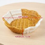 BUFFER® Çiçek Model Çift Renkli Plastik Rattan Ekmek ve Meyve Sepeti - Çok Amaçlı Banyo ve Mutfak Düzenleyici - Yıkanabilir Organizer - Görsel 5