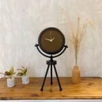 Siyah Metal Mini Tripod Spor Masa Saati 45×26 cm