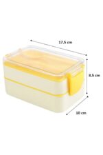 BUFFER® 2 Bölmeli Çok Amaçlı 900 ml Kapasiteli Çatal Kaşıklı Dayanıklı Beslenme Kabı Yiyecek Kutusu - Görsel 4
