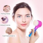 BUFFER® Çift İşlevli Renkli Cilt Yüz Temizleme Fırçası Peeling Masaj Etkili Gözenek Temizleyici Alet - Görsel 2