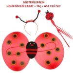 Mey İthalat® Çocuk Gösteri İçin Uğur Böceği Kanat + Taç + Asa 3'lü Kostüm Seti