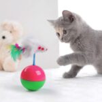 BUFFER® Kedi Oyun Topu Tüylü Fareli Hacı Yatmaz Eğitici Yavru Kedi Fare Kovalama Oyuncağı - Görsel 7