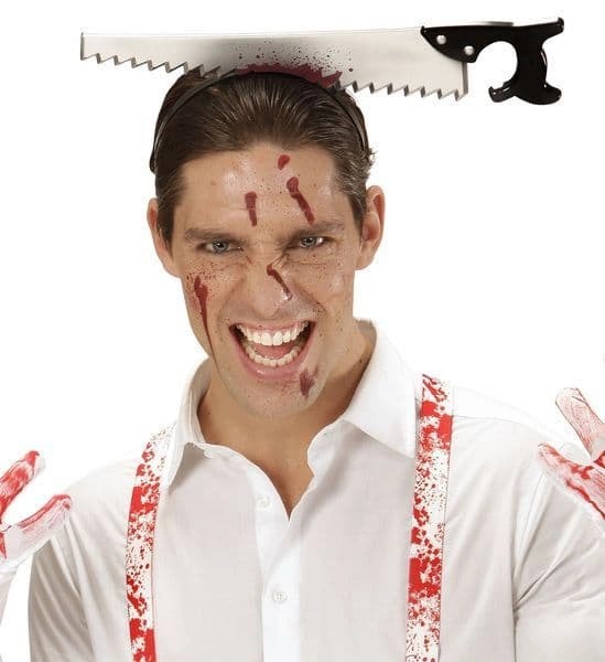 Mey İthalat® Kafaya Saplanmış Halloween Kanlı Testere Şaka Tacı