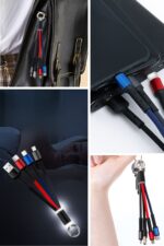 BUFFER® Işıklı Anahtarlık Model 3 in 1 USB Çıkışlı MİKRO,TYPE-C ve İphone Uyumlu Şarj Kablosu - Görsel 6