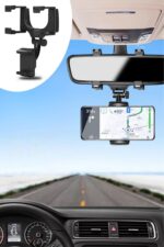 BUFFER® Araç İçi Dikiz Aynaya Takılan Telefon Tutucu Otomobil İçi Telefon Tutma Aparatı - Görsel 6