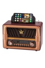 BUFFER® Büyük Boy Telefon Tutma Saplı Retro Ahşap Tasarım Bluetooth Hoparlörlü Radyo – FM/AM Destekli, Şarjlı ve Taşınabilir Radyo NS-8077 - Görsel 6