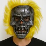 Mey İthalat® Wild Skull - Metal Kafatası Sarı Saçlı İskelet Maske