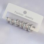 Mey İthalat® Pirinç Gümüş Renk Oval Bombeli Küpe Seti