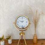 Gold Metal Mini Tripod Modern Masa Saati 45×26 cm – Şık ve Dekoratif Tasarım