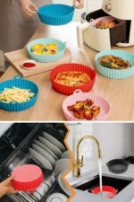 BUFFER® Renkli Isıya Dayanıklı Yıkanılabilir Silikon Fırın Ve Airfryer Yuvarlak Model Pişirme Matı 20 Cm - Görsel 6