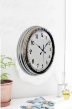 Modern Klasik 40 Cm Krom Metal Duvar Saati - Görsel 4