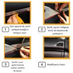 BUFFER® Gold Araba Oto Trim Dekorasyon Şeridi Kauçuk Elastik Kolay Kurulum 5 metre Şerit Bant - Görsel 5