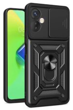 Mey İthalat®  İnfinix Hot 30 4G Kılıf Pars Lens Yüzüklü Silikon - Siyah