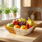 BUFFER® Kare Çift Renkli Plastik Rattan Ekmek ve Meyve Sepeti - Çok Amaçlı Banyo ve Mutfak Düzenleyici - Yıkanabilir Tezgâh Üstü Organizer - Görsel 3