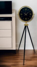 Gold Dekoratif Tasarım Tripod Ayaklı Saat - Görsel 2