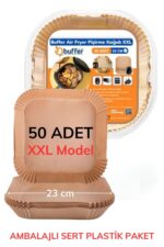 BUFFER® 50 Adet Air Fryer Pişirme Kağıdı Tek Kullanımlık Yağ Geçirmez Yapışmaz Kare Tabak Model PVC - Görsel 7