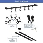 BUFFER® Duvara Monte Edilen 6 Kancalı Dekor Kaşıklık ve Kupa Askısı - Görsel 5