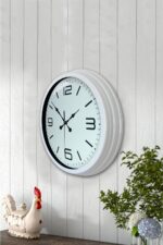 40 cm Beyaz Metal Modern Duvar Saati - Görsel 4
