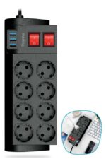 BUFFER® Isıya Dayanıklı Termal Akım Korumalı 2 Metre 16A 4000W 8li Priz ve 3 Usb Li Uzatma Kablosu - Görsel 4