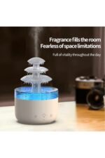 3 Katlı Şelale YAĞMUR Tasarımlı Ultrasonik Aroma Difüzör – 6 Renk LED Işıklı Hava Nemlendirici - Görsel 4