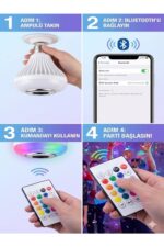 Bluetooth RGB LED Hoparlörlü Akıllı Ampul - Renkli Müzikli Lamba ve Kumanda - Görsel 3