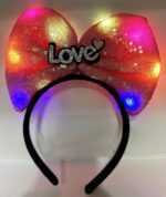 Mey İthalat® LED Işıklı Love Yazılı Fuşya Fiyonk Taç – Kız Çocuk Parti Tacı - Görsel 3
