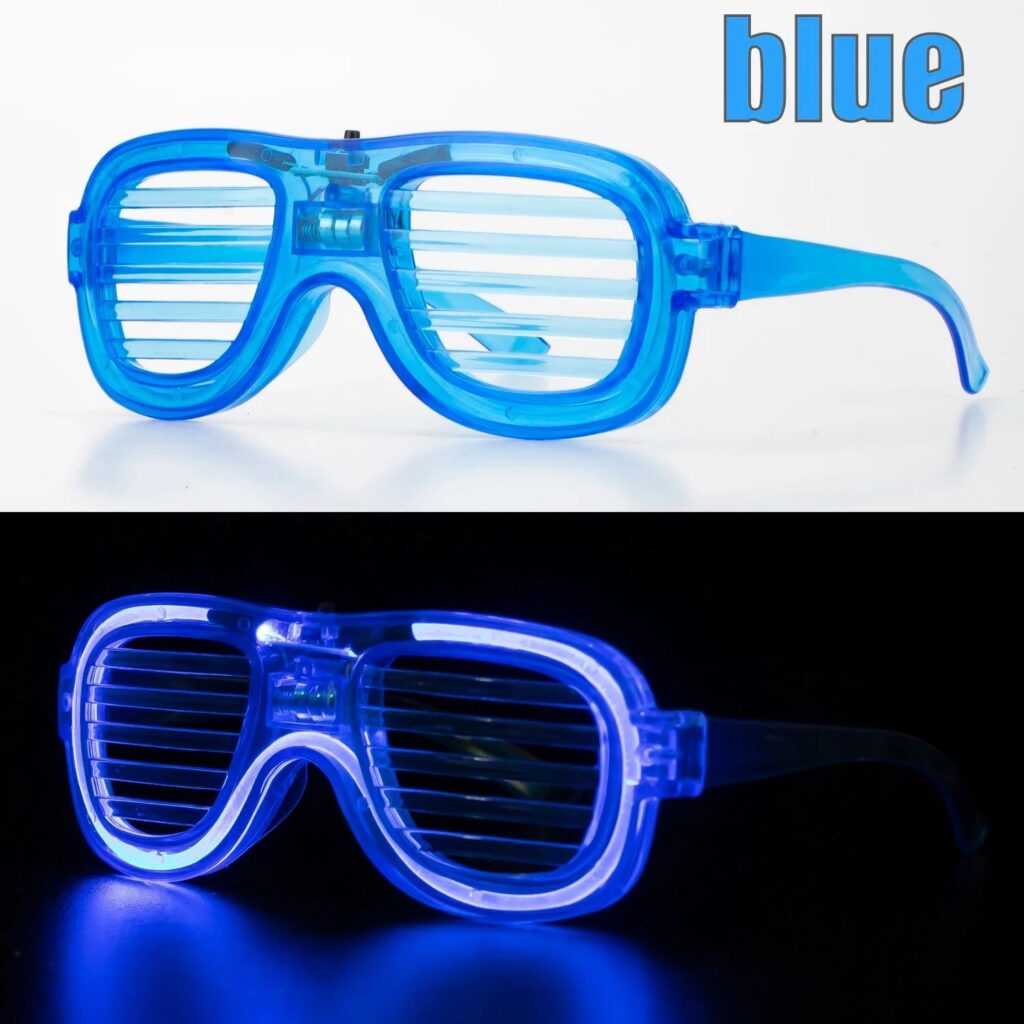 Mey İthalat® Mavi Led Işıklı Parti Gözlüğü - Neon Glow Şerit Gözlük 3 Modlu