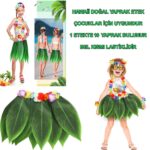 Mey İthalat® Tropikal Esintili Hawaii Yapraklı Parti Eteği Çocuk Boy