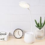 BUFFER®Kalemlikli Telefon Tutacaklı Şarjlı Dokunmatik 3 Mod Esnek Başlıklı Dimmerli LED Masa Lambası - Görsel 5
