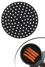 BUFFER® Renkli Isıya Dayanıklı Yıkanılabilir Silikon Fırın Ve Airfryer Yuvarlak Pişirme Matı 23 Cm - Görsel 3