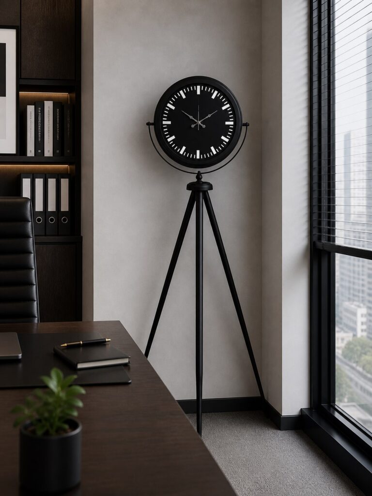 Siyah Lüks Sade Tripod Ayaklı Saat