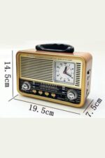 BUFFER® Orta Boy Saat Göstergeli Retro Ahşap Tasarım Bluetooth Hoparlörlü Radyo – FM/AM Destekli, Şarjlı ve Taşınabilir Radyo NS-8898 - Görsel 7