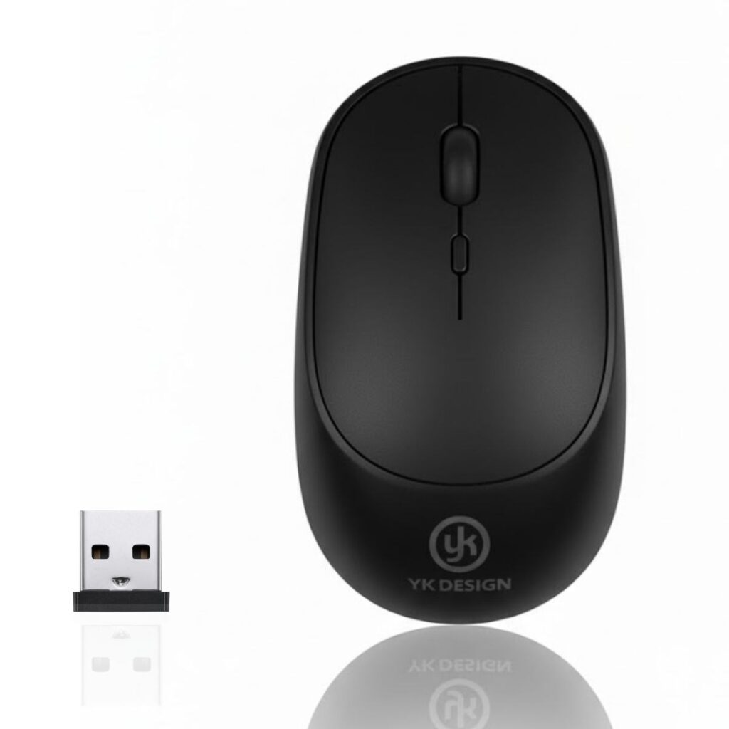 BUFFER® Siyah Renkli Ergonomik Sessiz Kablosuz Mouse – USB Alıcılı