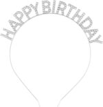 Mey İthalat® Gümüş Kristal Taşlı Happy Birthday Doğum Günü Tacı İthal Ürün A Kalite 17x16 cm