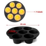 BUFFER® 7 Gözlü Silikon Çok Amaçlı Airfryer Muffin Cupcake Kek ve Çörek Pişirme Kalıbı - Görsel 5