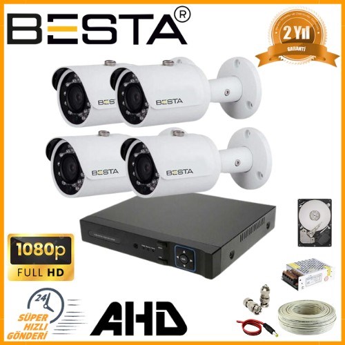 2MP 1080P 4 Dış Mekan Kameralı AHD Güvenlik Seti