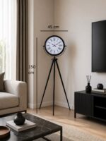 Siyah Roma Rakamlı Lüks Tasarım Tripod Ayaklı Saat - Görsel 4