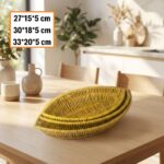 BUFFER® 3’lü Kayık Formlu Plastik Rattan Sepet Seti–Hasır Görünümlü Ekmek, Meyve ve Sunum Sepetleri, Çok Amaçlı Masaüstü Organizer - Görsel 5