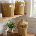 BUFFER® 3’lü İç İçe Geçebilen Büyük Plastik Rattan Hasır Sepet Seti-Dayanıklı Çok Amaçlı Ev,Banyo ve Mutfak Düzenleyici - Görsel 4