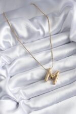 Mey İthalat® 316L Çelik Gold Renk Bubble "M" Harf Model Kadın Kolye - Görsel 2