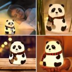 5 Farklı Renk Modlu Panda Figürlü Pofuduk LED Gece Lambası–Yumuşak Dokulu Çocuk Odası ve Dekoratif Şarjlı Ortam Işığı - Görsel 3