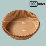BUFFER®100 Adet  Air Fryer Pişirme Kağıdı Tek Kullanımlık  Yağlı Kağıdı Yuvarlak Tabak Model - Görsel 5