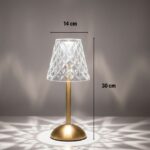 BUFFER® Uzun Klasik Şeffaf Baklava Model LED Masa Lambası – Dokunmatik, 3 Renk Işık Modlu, Şarjlı Dekoratif Gece Lambası - Görsel 5