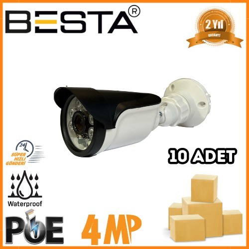 4 MP 6 ATOM LED IP POE Bullet Güvenlik Kamerası 10 Adet Koli